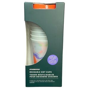 Starbucks Halloween 2022 - 16 oz GLOW IN THE DARK Reusable Hot Cups Set of 6 NIB